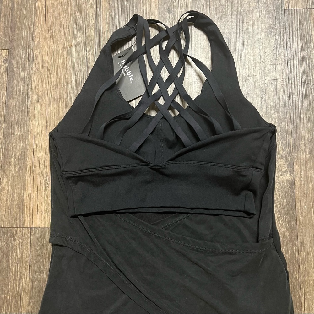 NWT Bubble Activewear Black Built In Padded Bra Crisscross Open Back Tank Top S - Picture 9 of 11